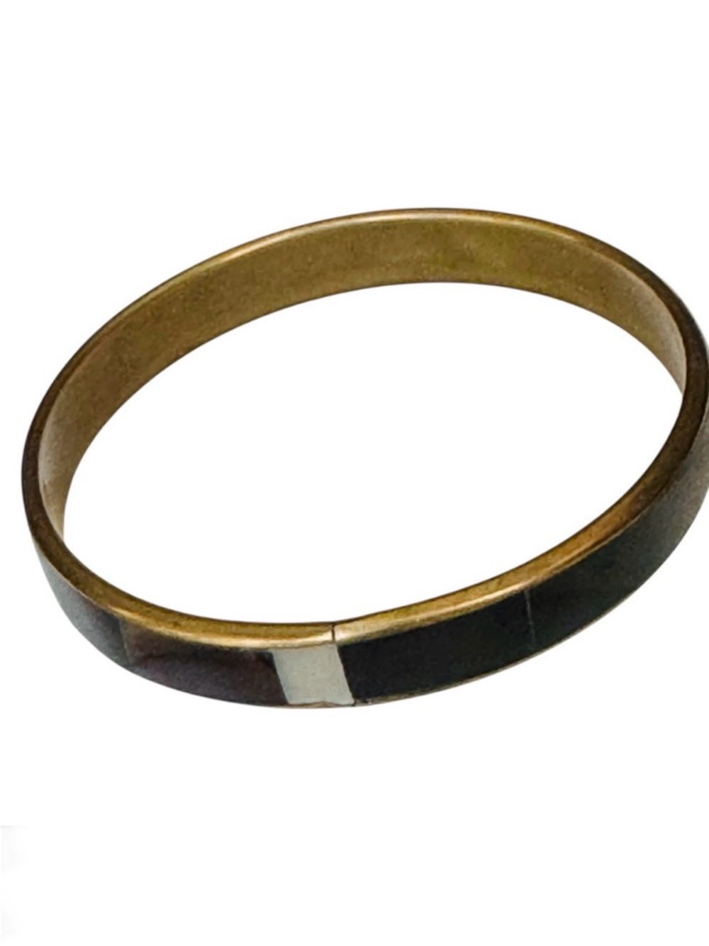 Chunky Brass Shell Inlaid Bangle Bracelet